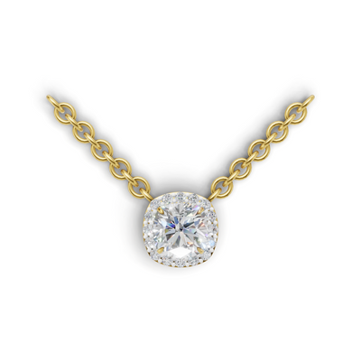 Pendant Cushion Halo 18k Yellow Gold 1ct
