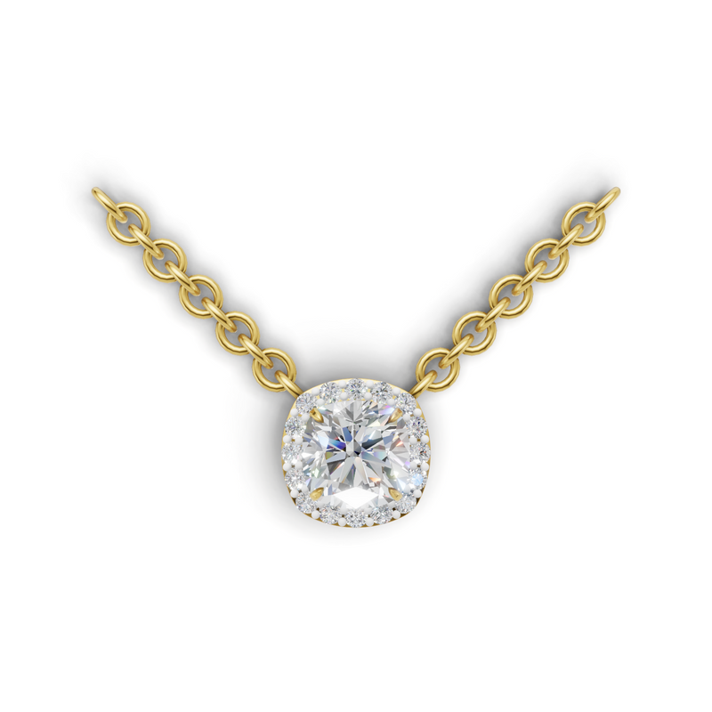 Cushion Lab Grown Diamond Halo Pendant