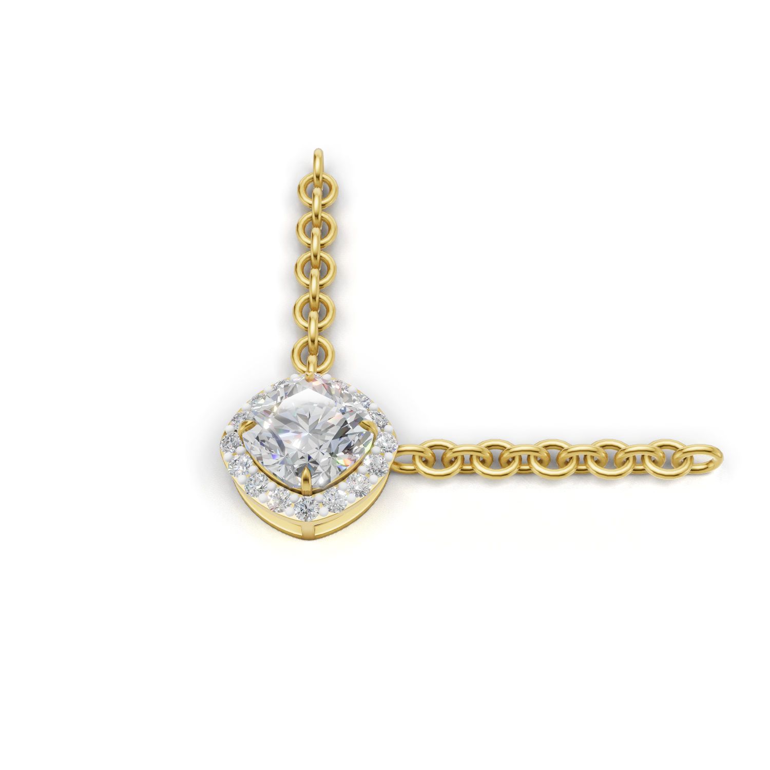 Pendant Cushion Halo 18k Yellow Gold 1ct