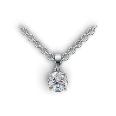 Pendant Cushion Solitaire K14 White Gold 1ct