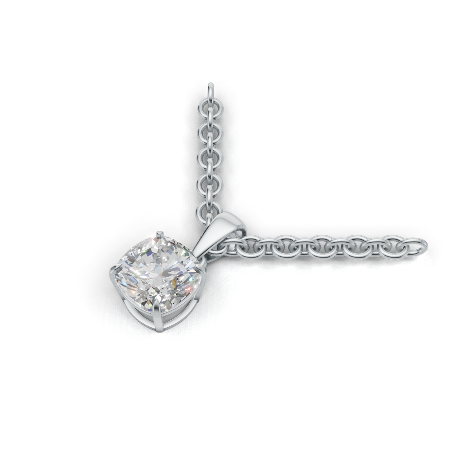 Pendant Cushion Solitaire K14 White Gold 1ct