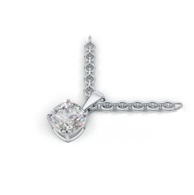 Pendant Cushion Solitaire K14 White Gold 1ct