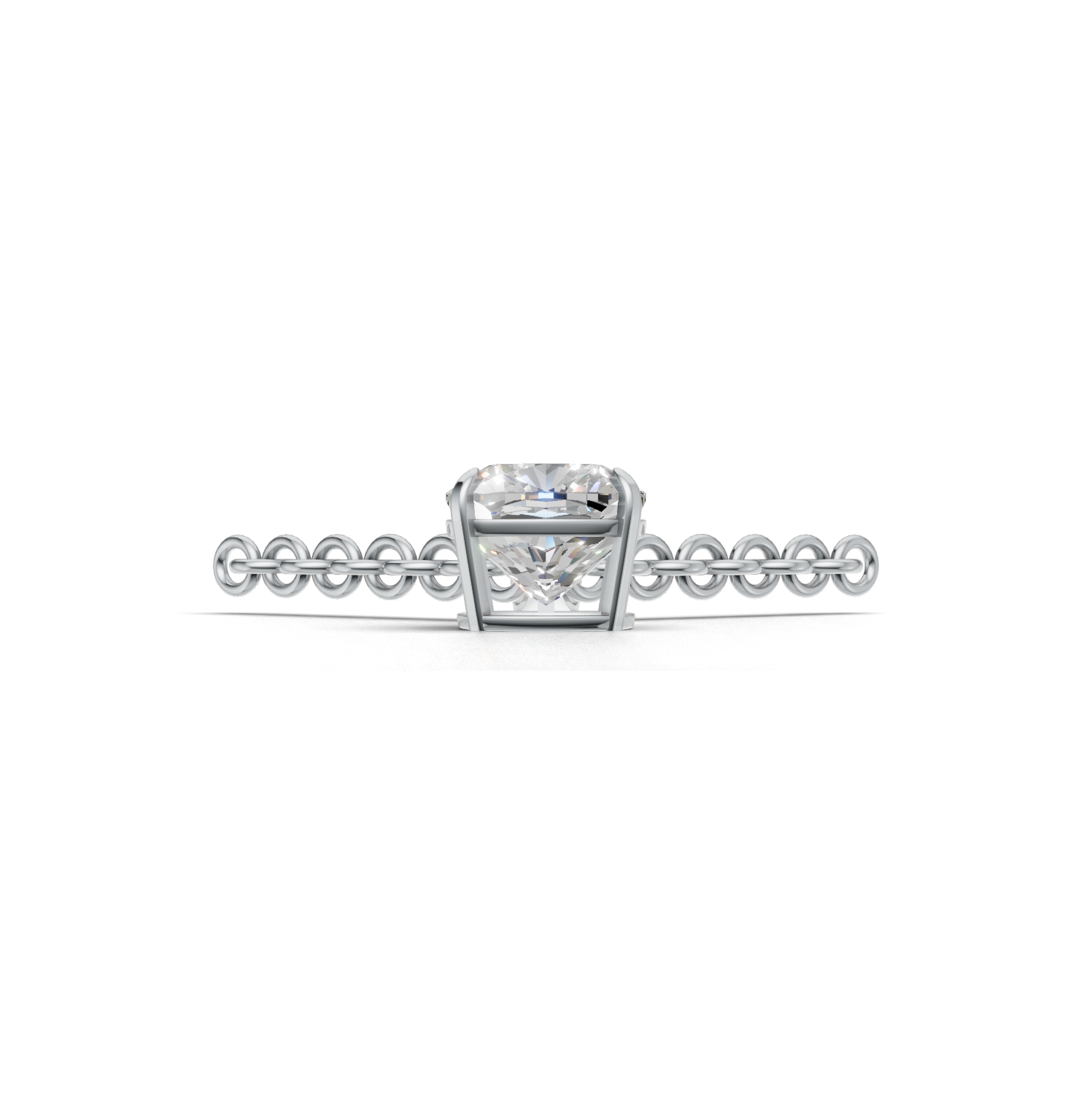 Pendant Cushion Solitaire K14 White Gold 1ct