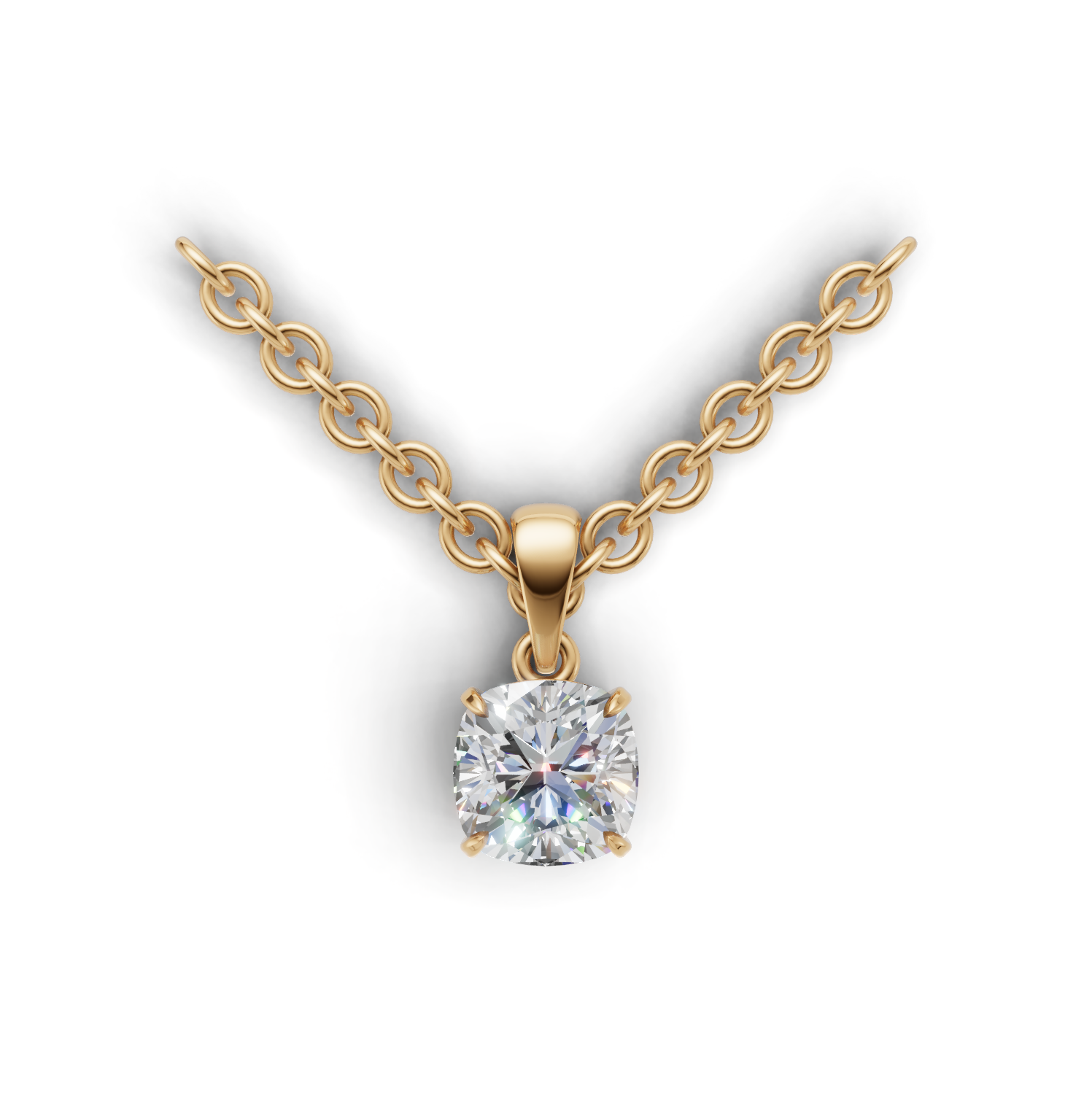 Pendant Cushion Solitaire K14 Yellow Gold 1ct