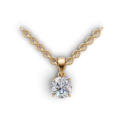 Pendant Cushion Solitaire K14 Yellow Gold 1ct