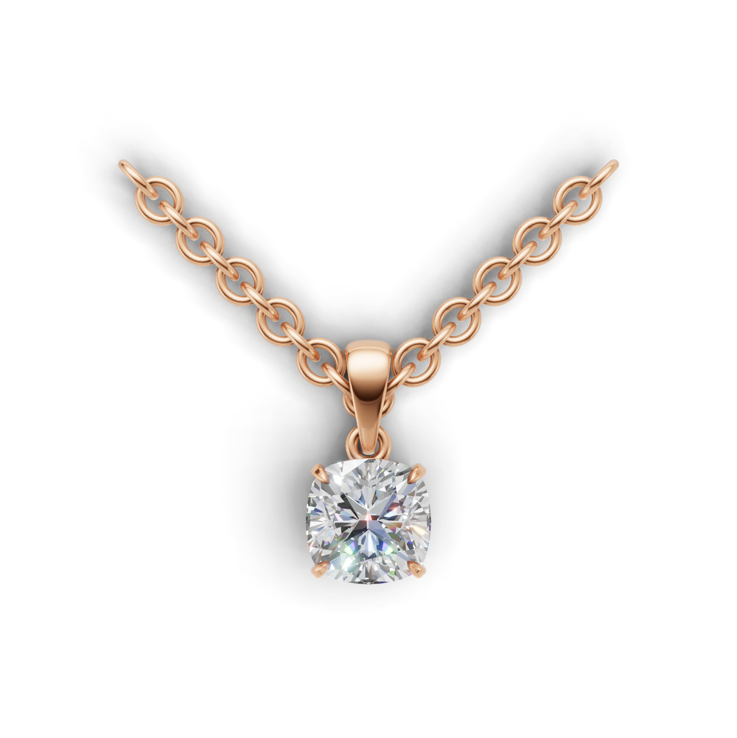 Pendant Cushion Solitaire K18 Pink Gold 1ct