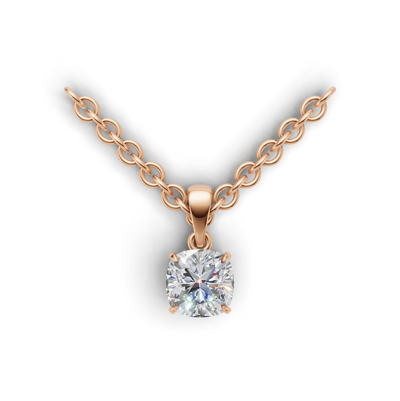 Pendant Cushion Solitaire K18 Pink Gold 1ct