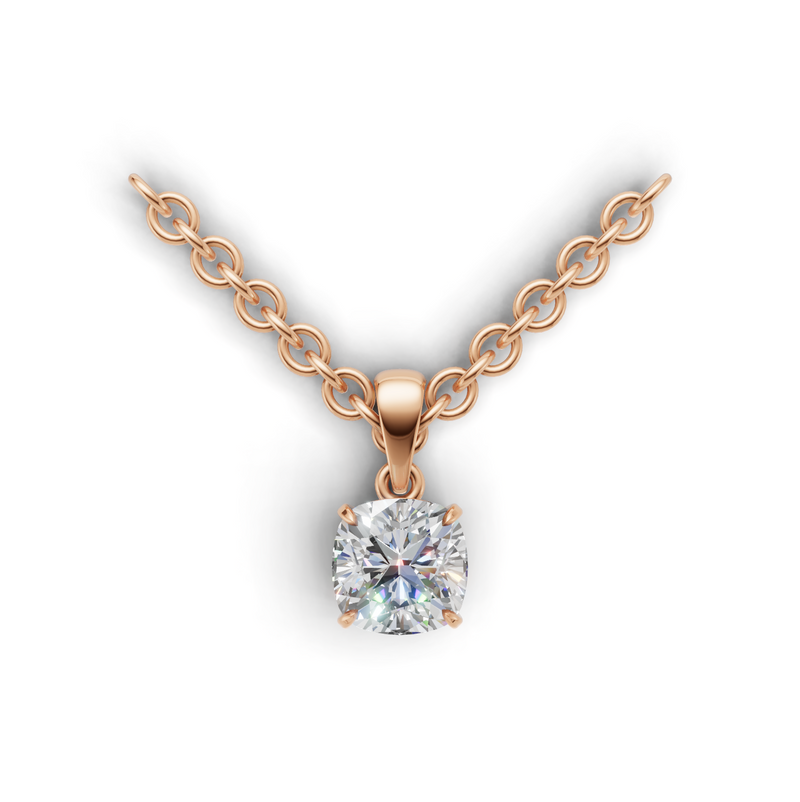 Cushion Lab Grown Diamond Solitaire Pendant