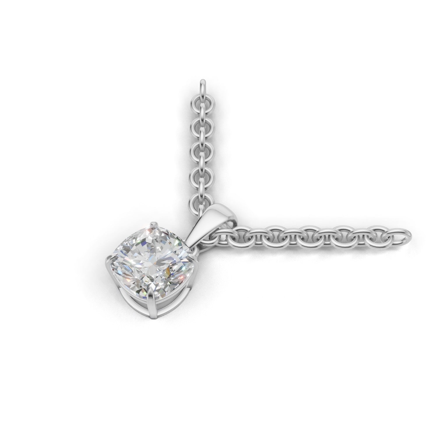Pendant Cushion Solitaire 18k White Gold 1ct