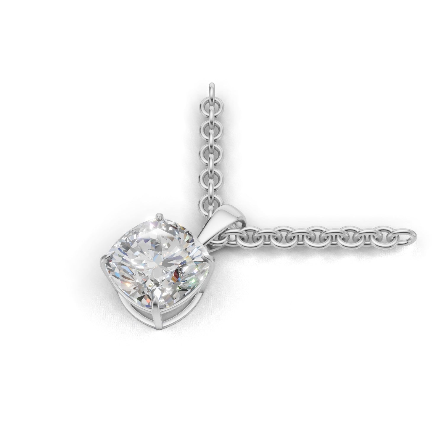 Pendant Cushion Solitaire 18k White Gold 2ct