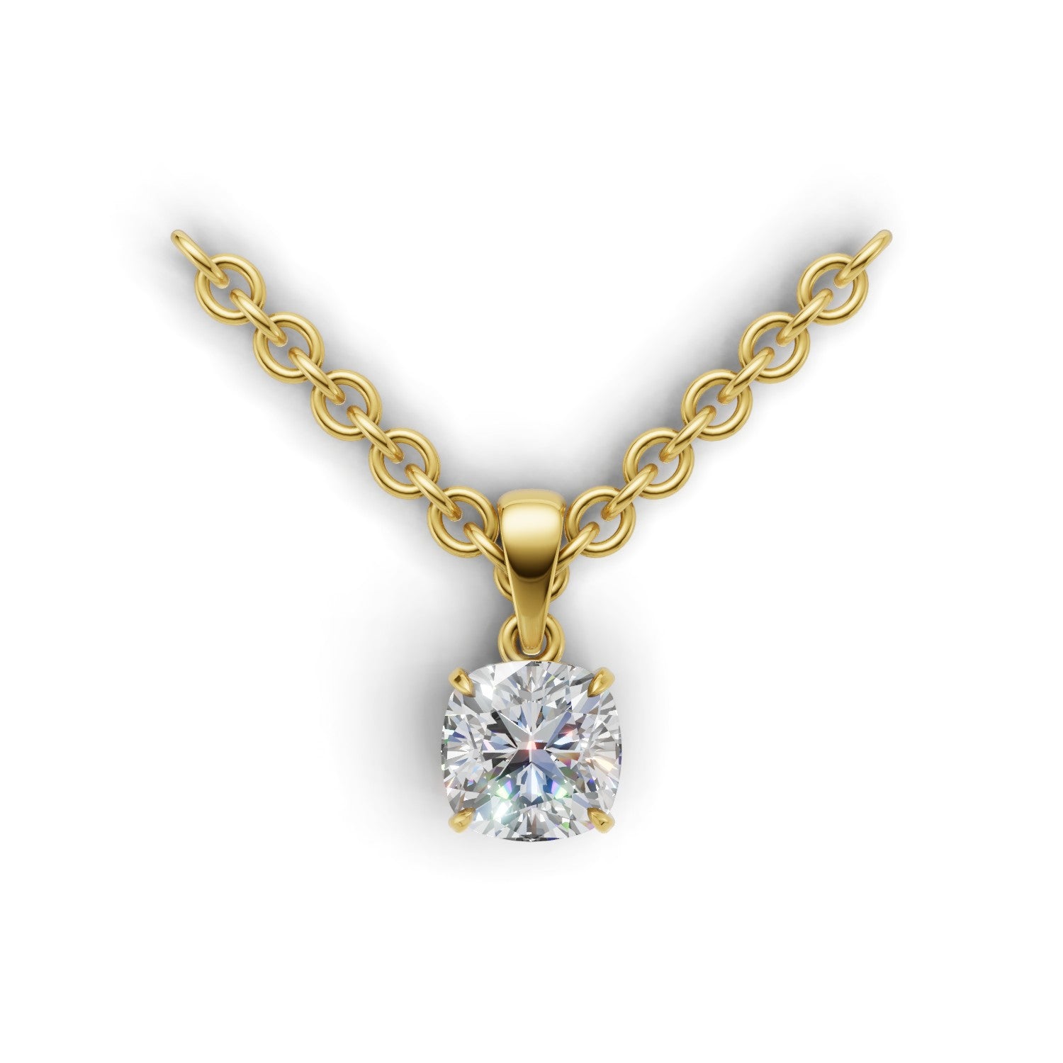 Pendant Cushion Solitaire 18k Yellow Gold 1ct
