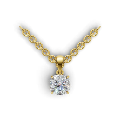 Pendant Cushion Solitaire 18k Yellow Gold 1ct