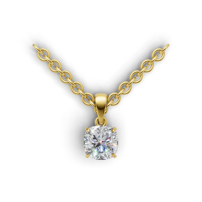 Pendant Cushion Solitaire K18 Yellow Gold 1ct