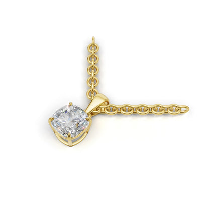 Pendant Cushion Solitaire 18k Yellow Gold 1ct