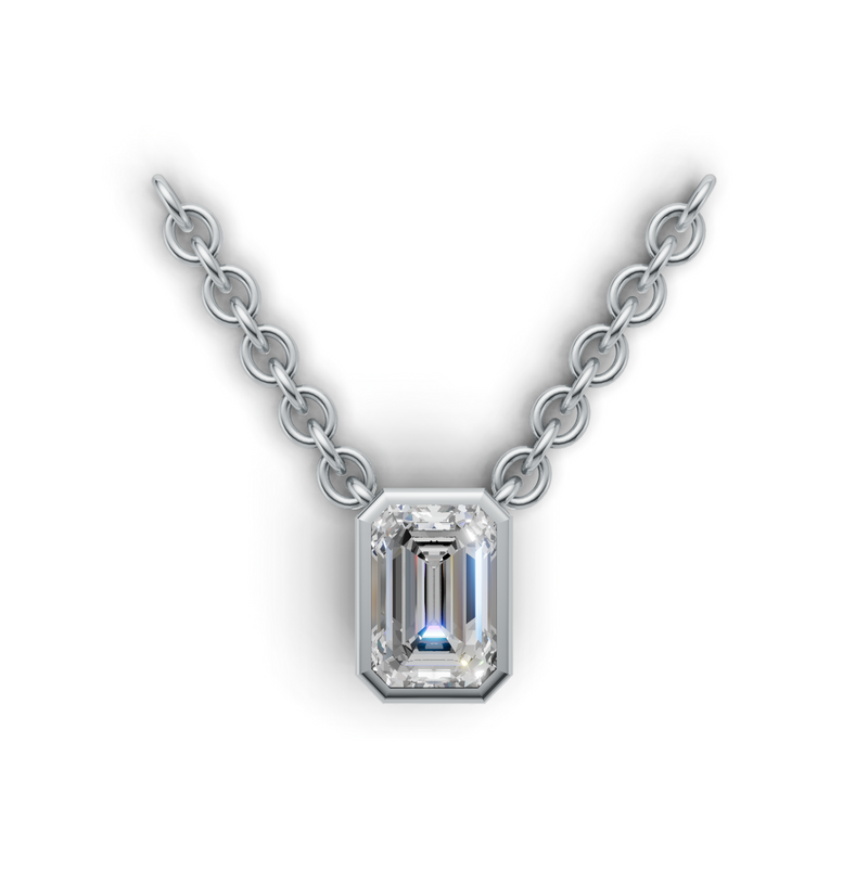 Emerald Lab Grown Diamond Bezel Pendant