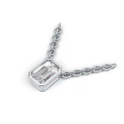 Pendant Emerald Bezel K14 White Gold 1ct