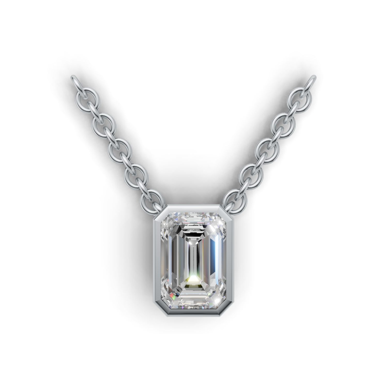 Pendant Emerald Bezel K14 White Gold 2ct