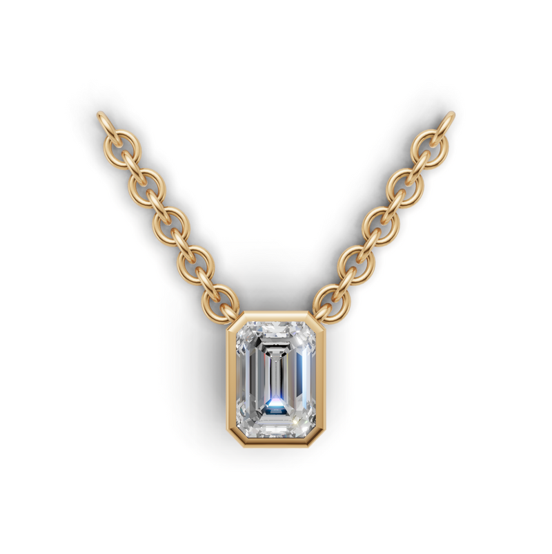 Emerald Lab Grown Diamond Bezel Pendant