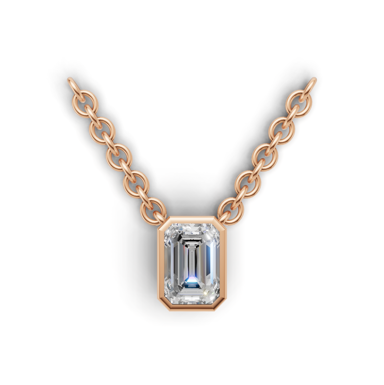 Pendant Emerald Bezel K18 Pink Gold 1ct
