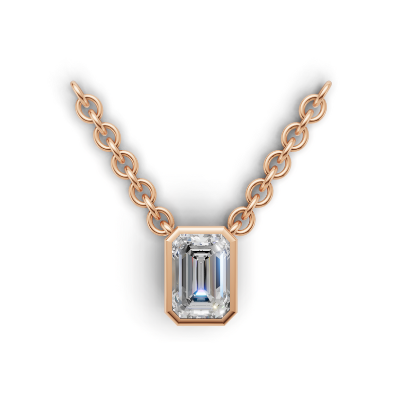 Emerald Lab Grown Diamond Bezel Pendant