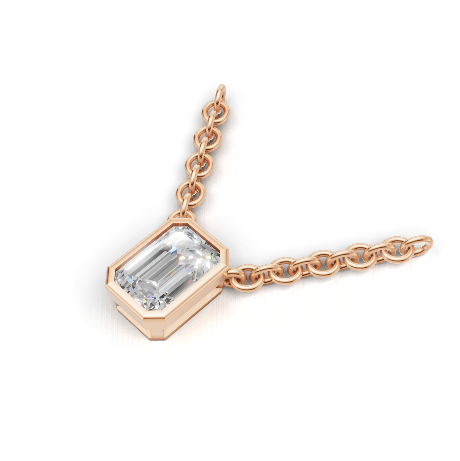 Pendant Emerald Bezel K18 Pink Gold 1ct
