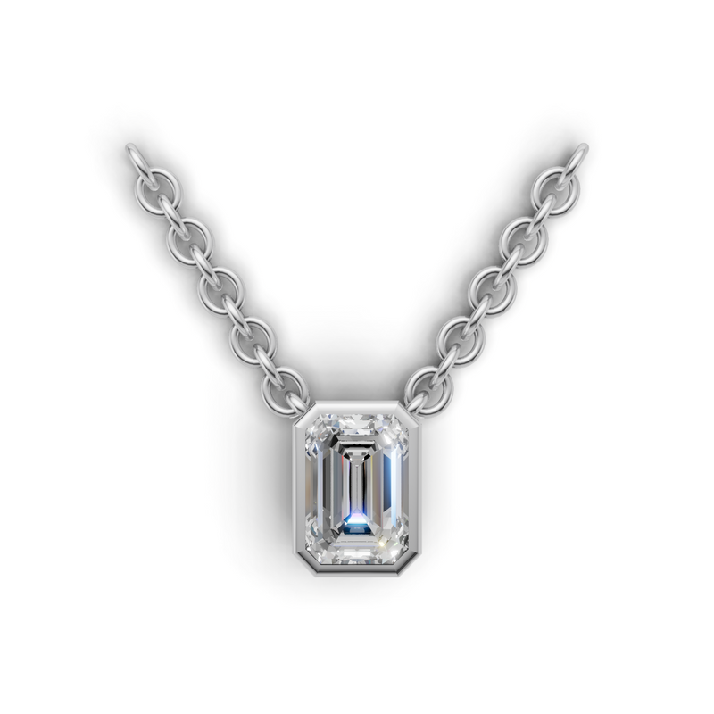Emerald Lab Grown Diamond Bezel Pendant