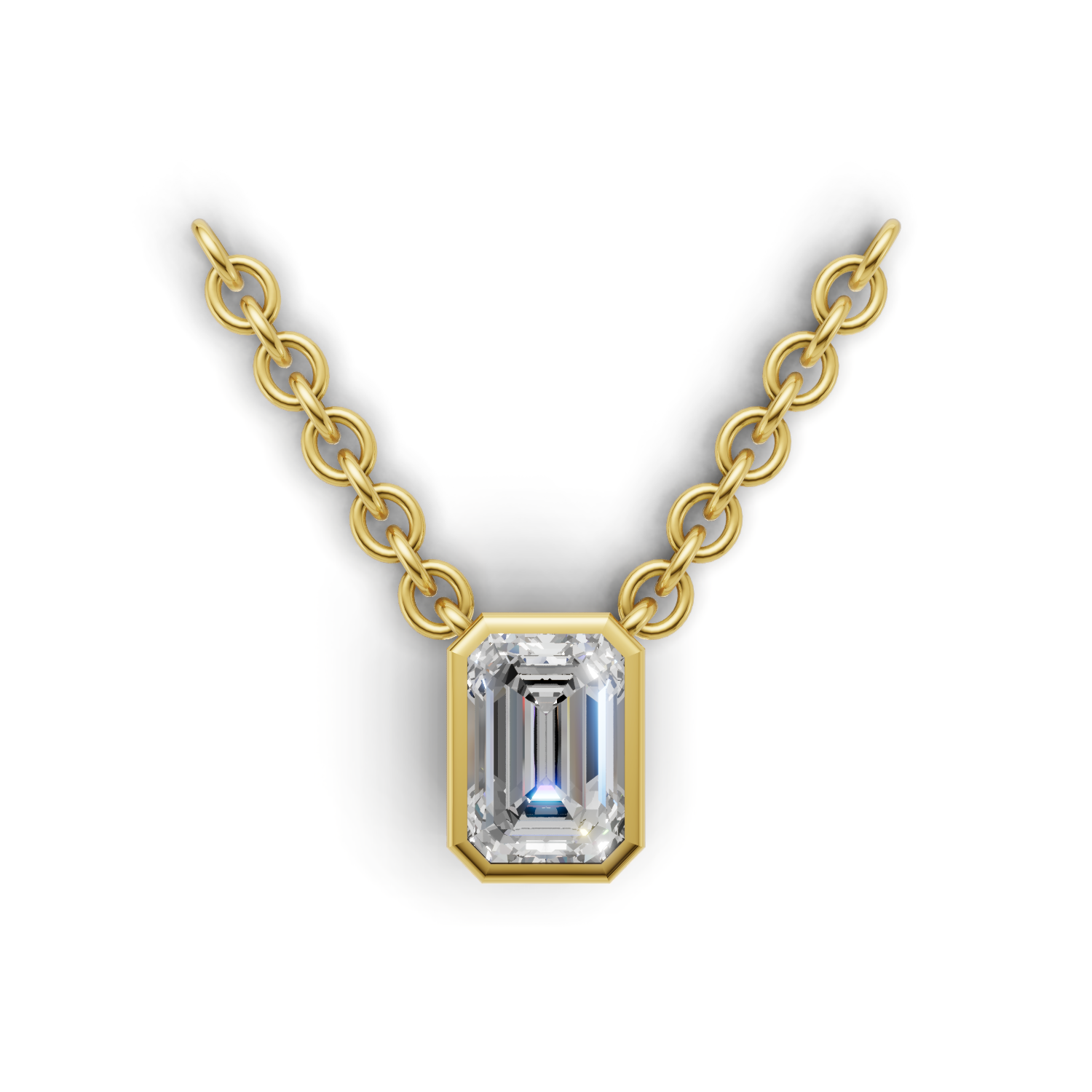 Pendant Emerald Bezel 18k Yellow Gold 1ct