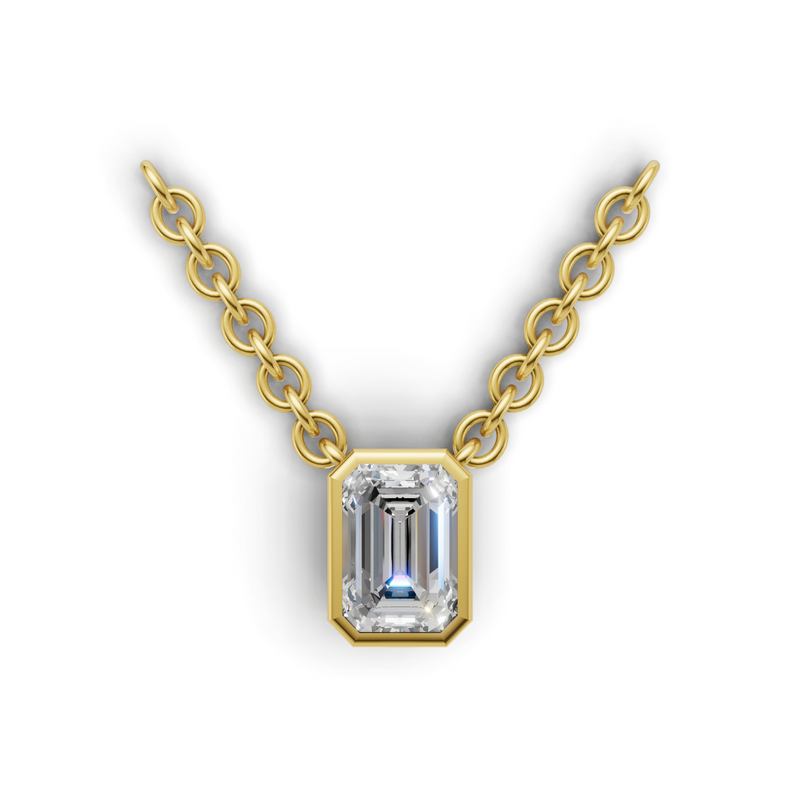 Emerald Lab Grown Diamond Bezel Pendant