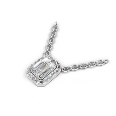 Pendant Emerald Halo 18k White Gold 1ct