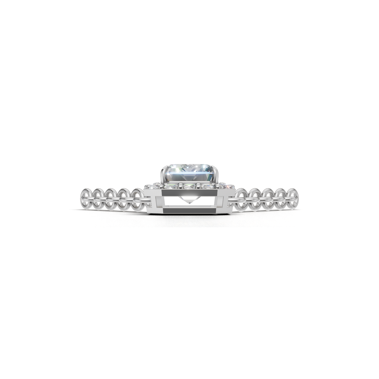 Pendant Emerald Halo 18k White Gold 1ct
