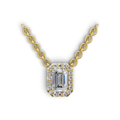 Pendant Emerald Halo 18k Yellow Gold 1ct