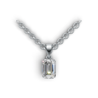 Pendant Emerald Solitaire K14 White Gold 1ct