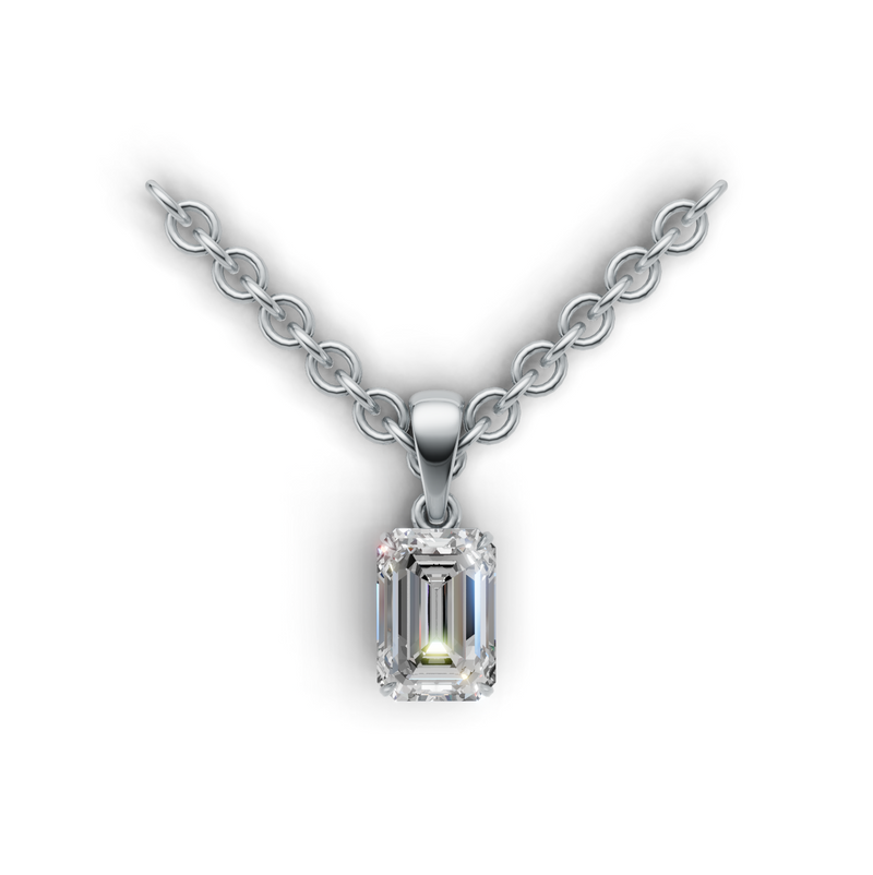 Emerald Lab Grown Diamond Solitaire Pendant