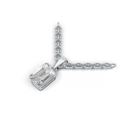 Pendant Emerald Solitaire K14 White Gold 1ct