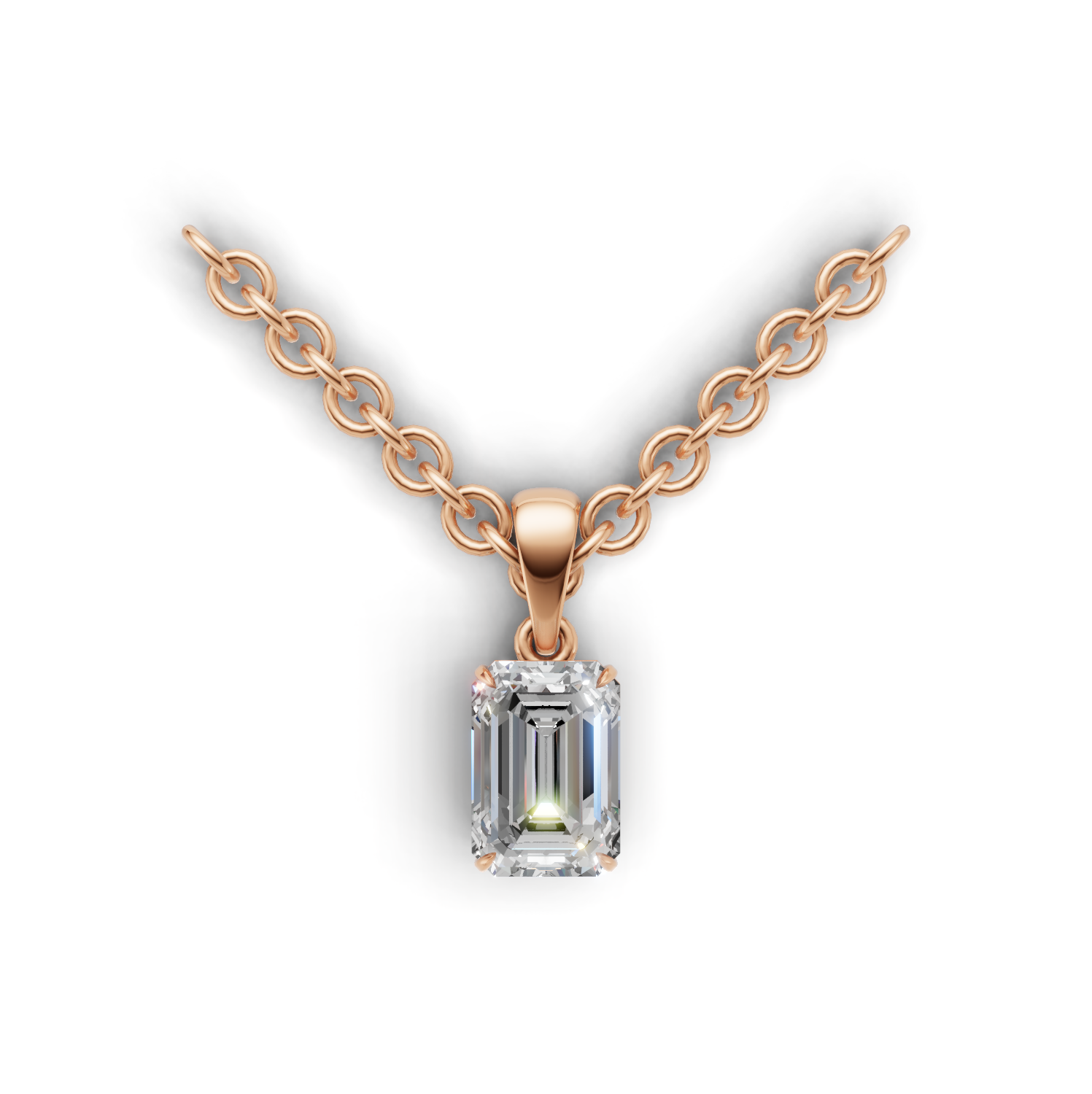Pendant Emerald Solitaire K18 Pink Gold 1ct