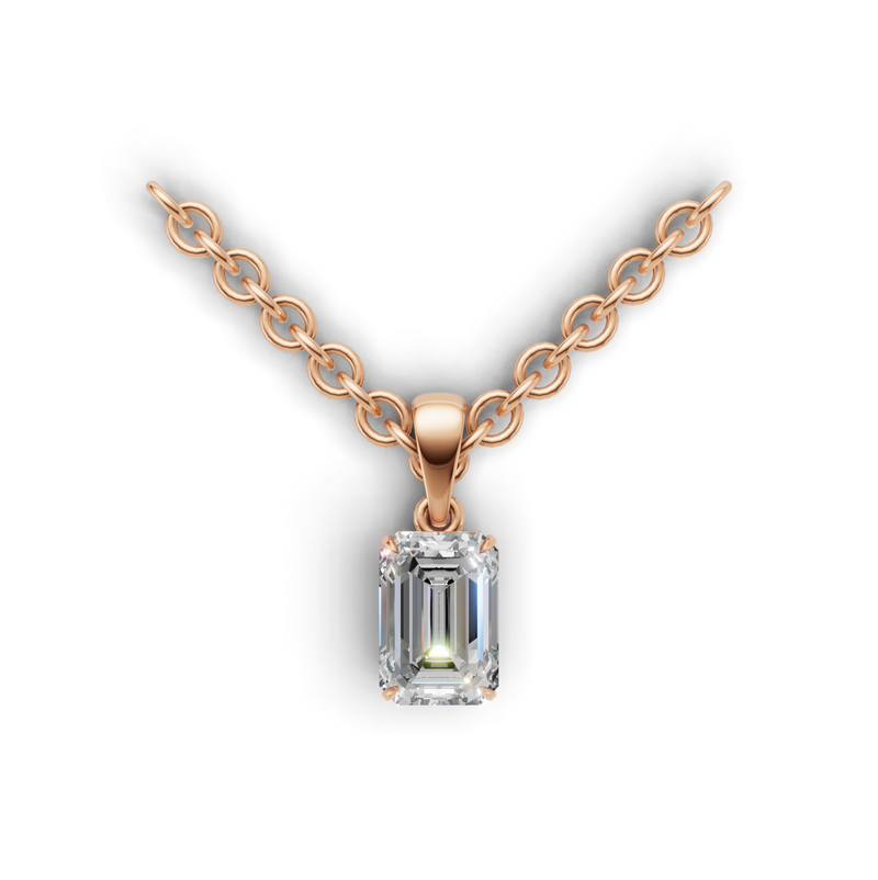 Emerald Lab Grown Diamond Solitaire Pendant