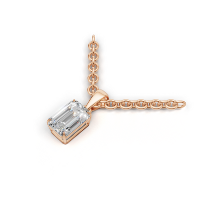 Pendant Emerald Solitaire K18 Pink Gold 1ct