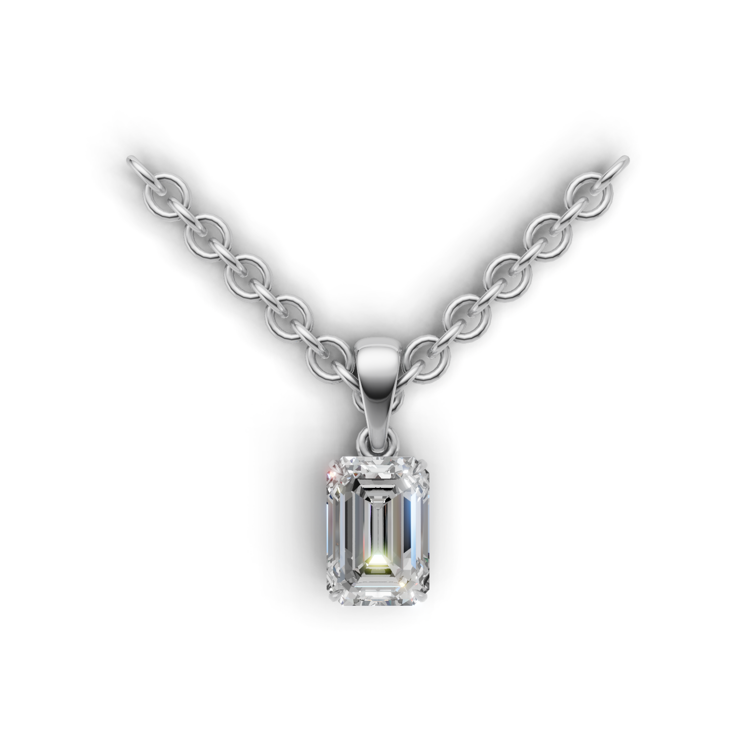 Pendant Emerald Solitaire 18k White Gold 1ct