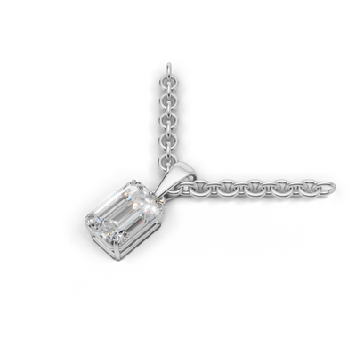 Pendant Emerald Solitaire 18k White Gold 1ct