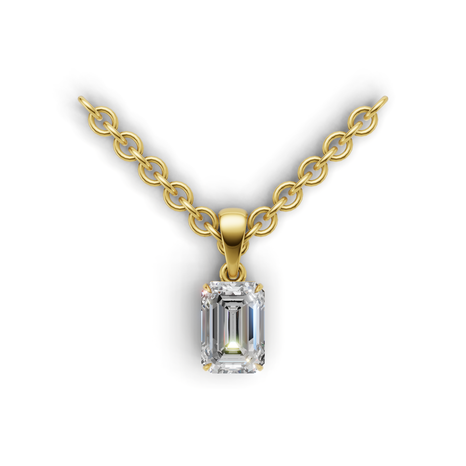 Pendant Emerald Solitaire 18k Yellow Gold 1ct