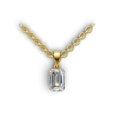 Pendant Emerald Solitaire 18k Yellow Gold 1ct