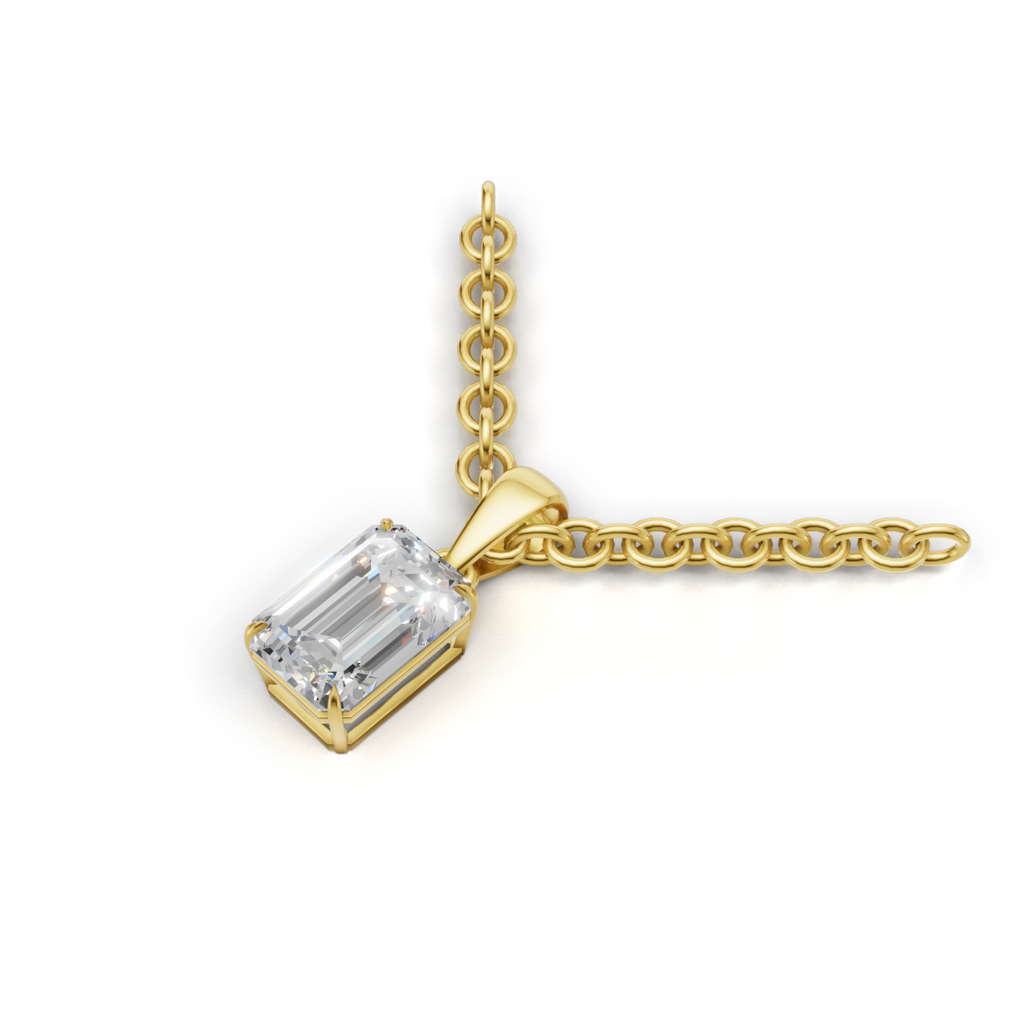 Pendant Emerald Solitaire 18k Yellow Gold 1ct