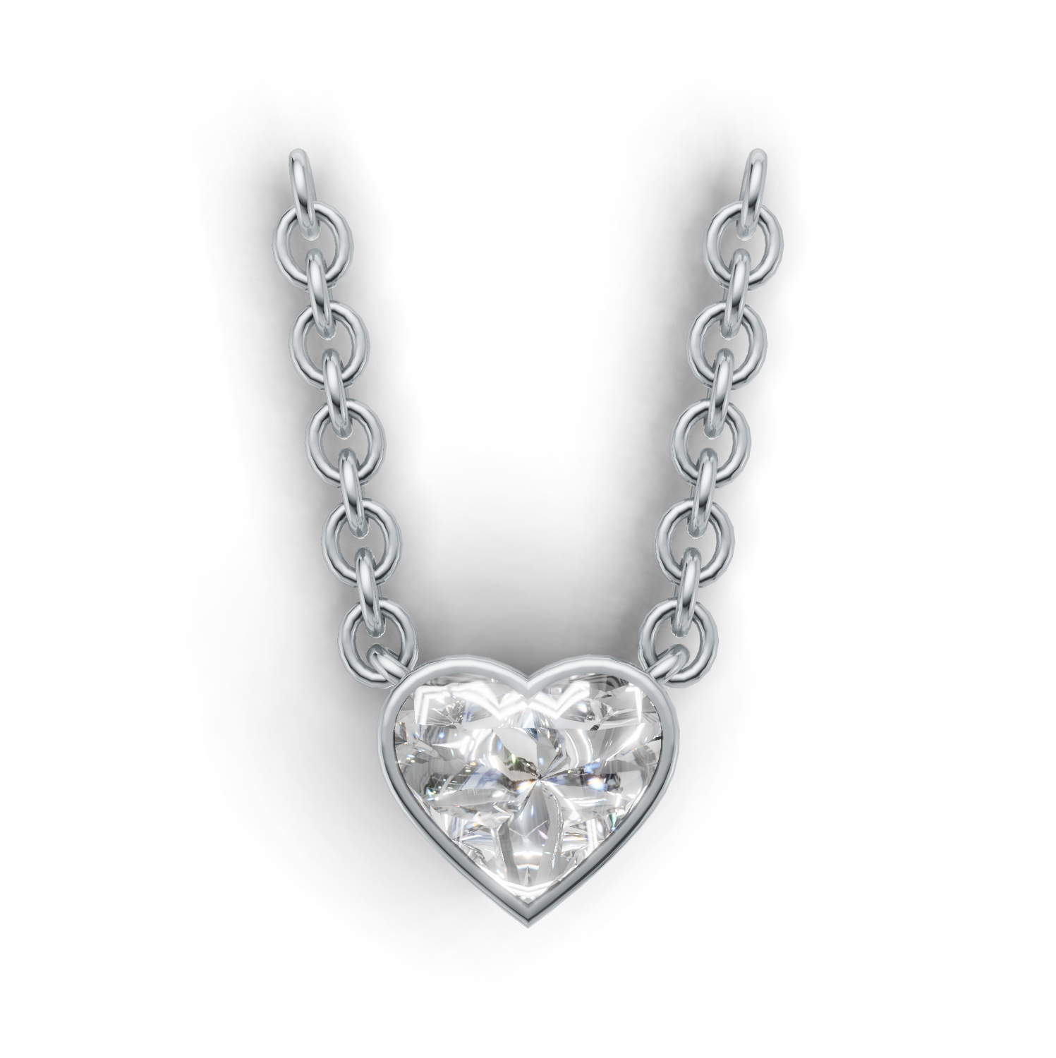 Pendant Heart Bezel K14 White Gold 1ct