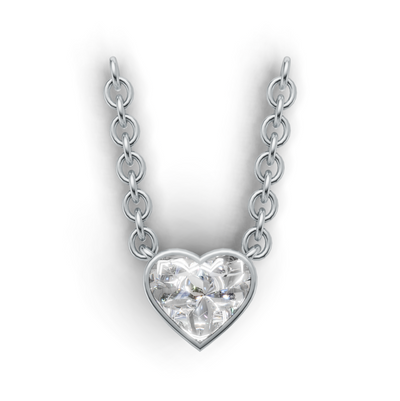 Pendant Heart Bezel K14 White Gold 1ct
