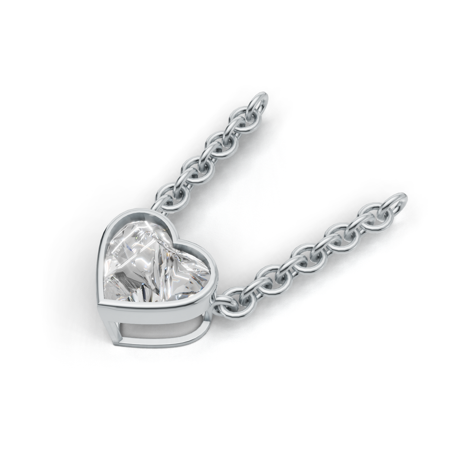 Pendant Heart Bezel K14 White Gold 1ct