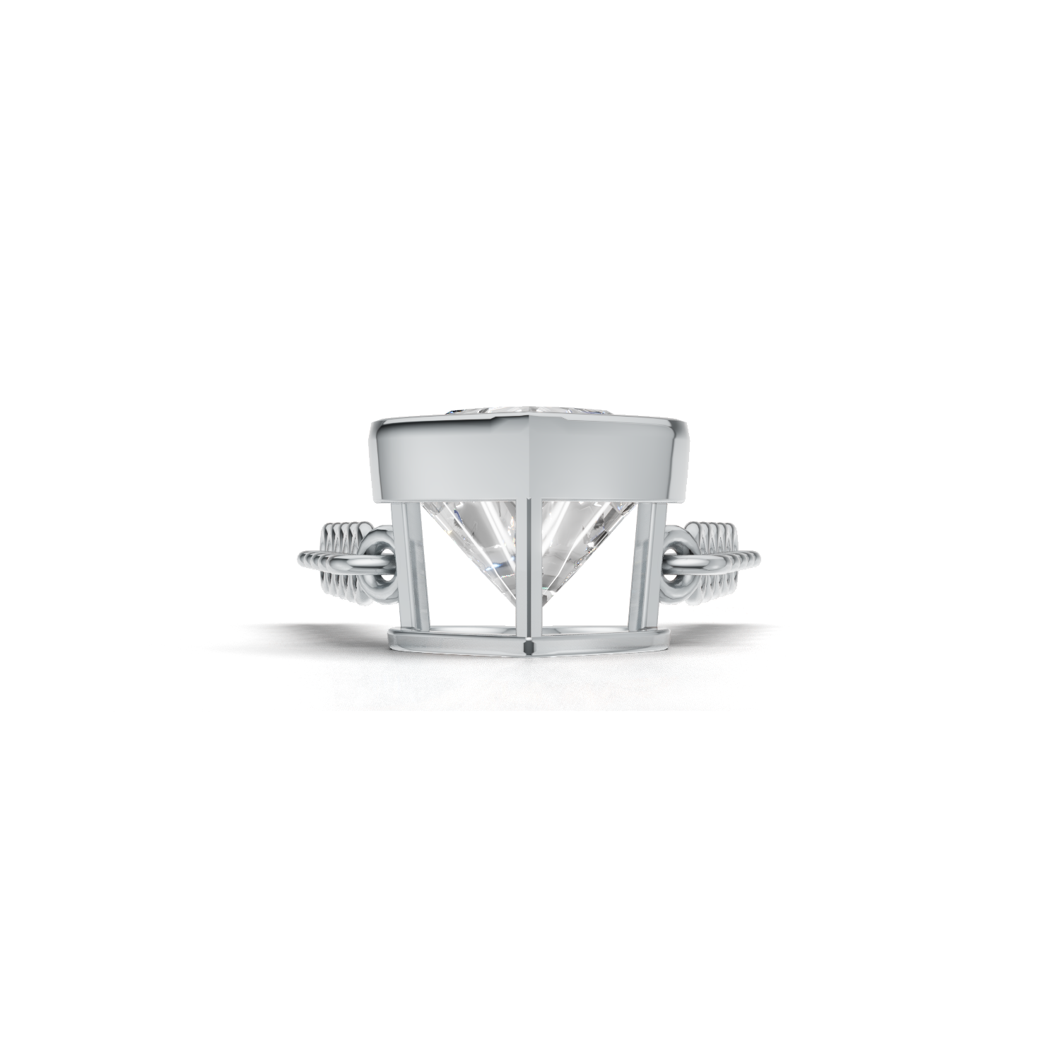 Pendant Heart Bezel K14 White Gold 1ct