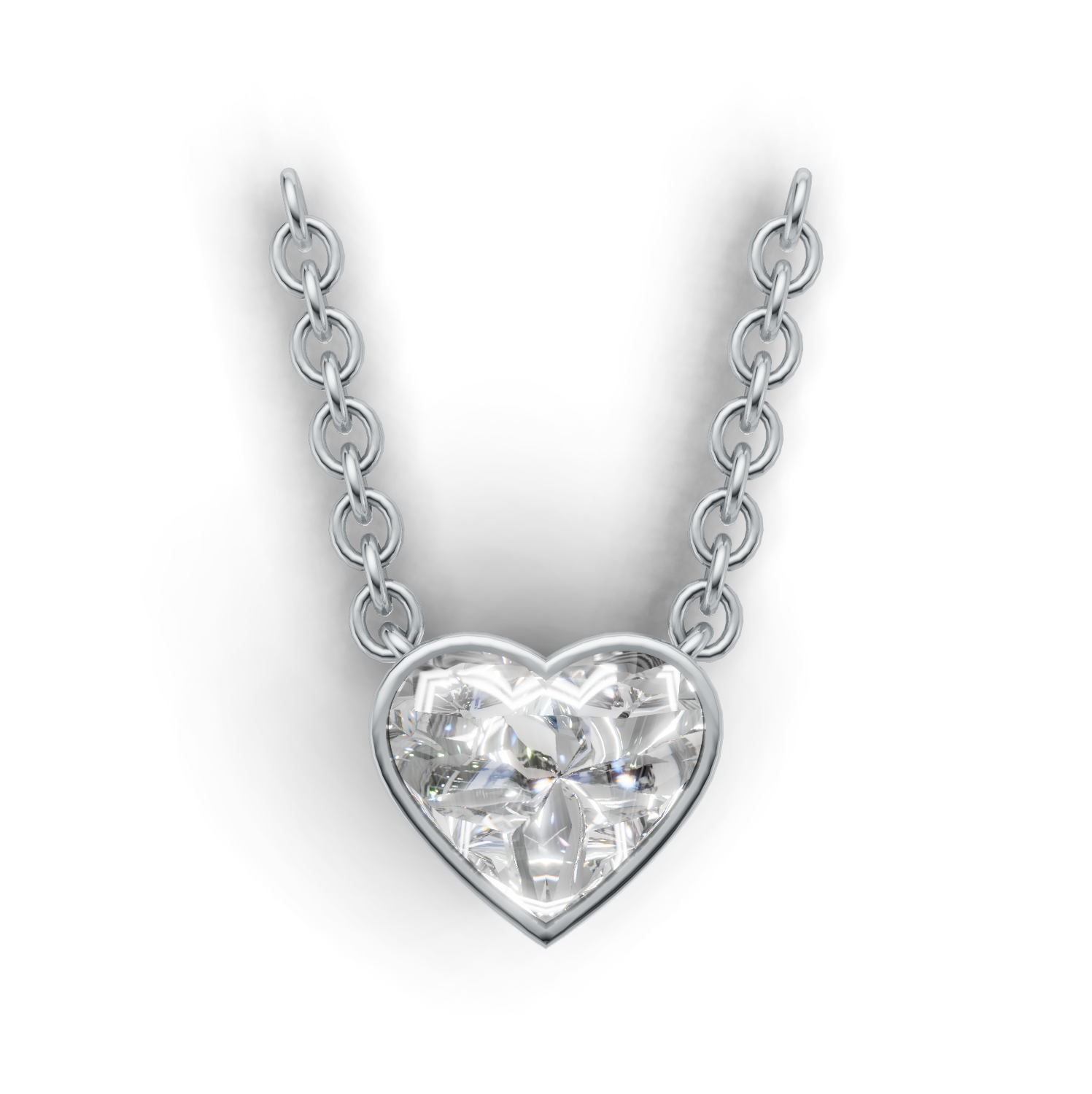 Pendant Heart Bezel K14 White Gold 2ct