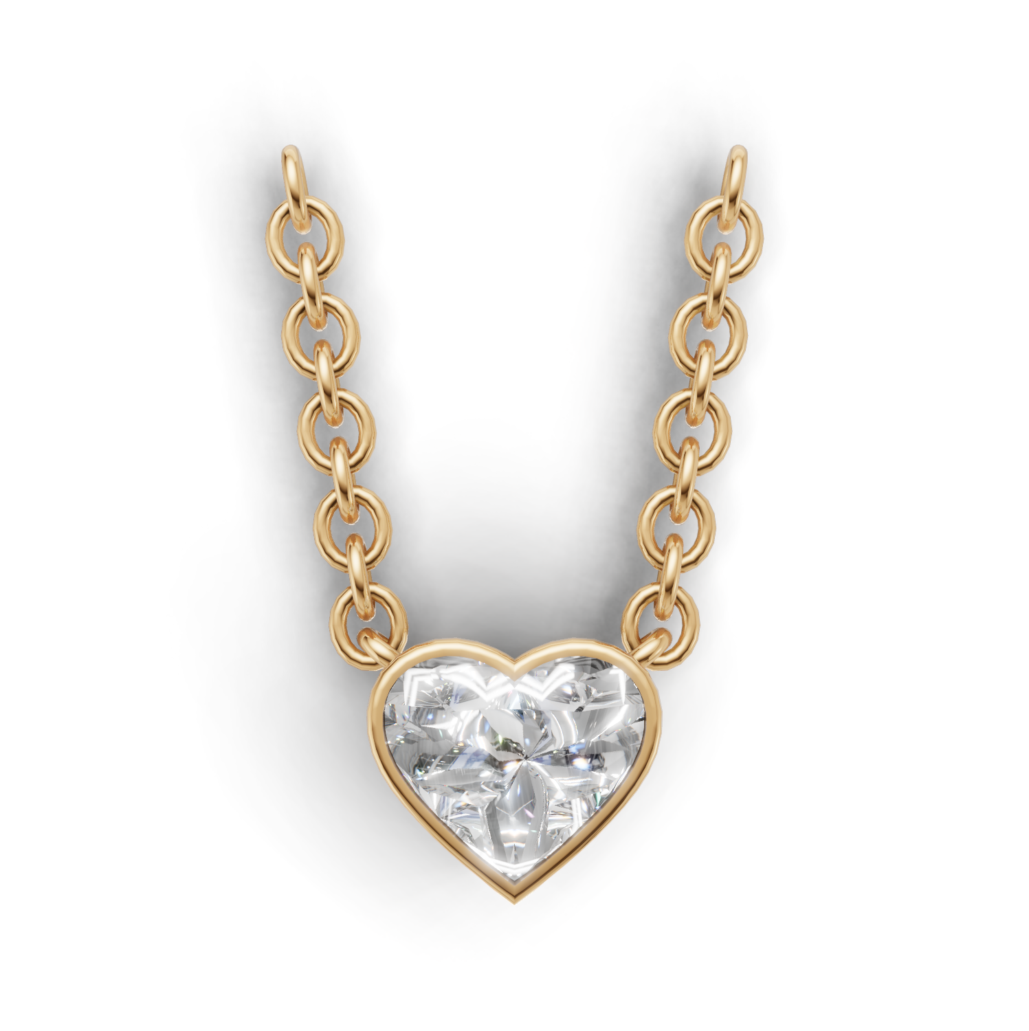 Pendant Heart Bezel K14 Yellow Gold 1ct