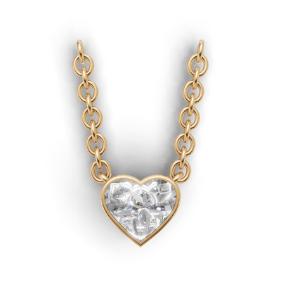 Pendant Heart Bezel K14 Yellow Gold 1ct