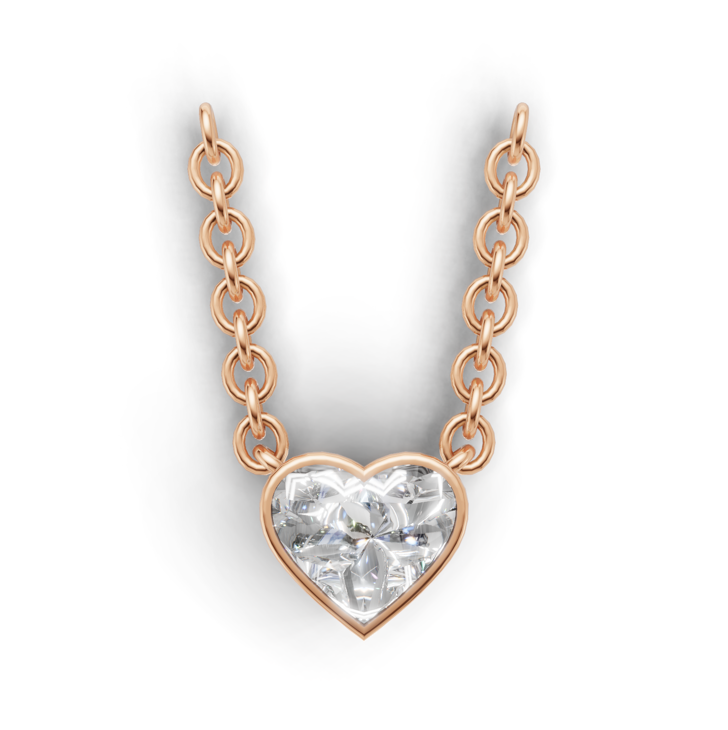 Pendant Heart Bezel K18 Pink Gold 1ct